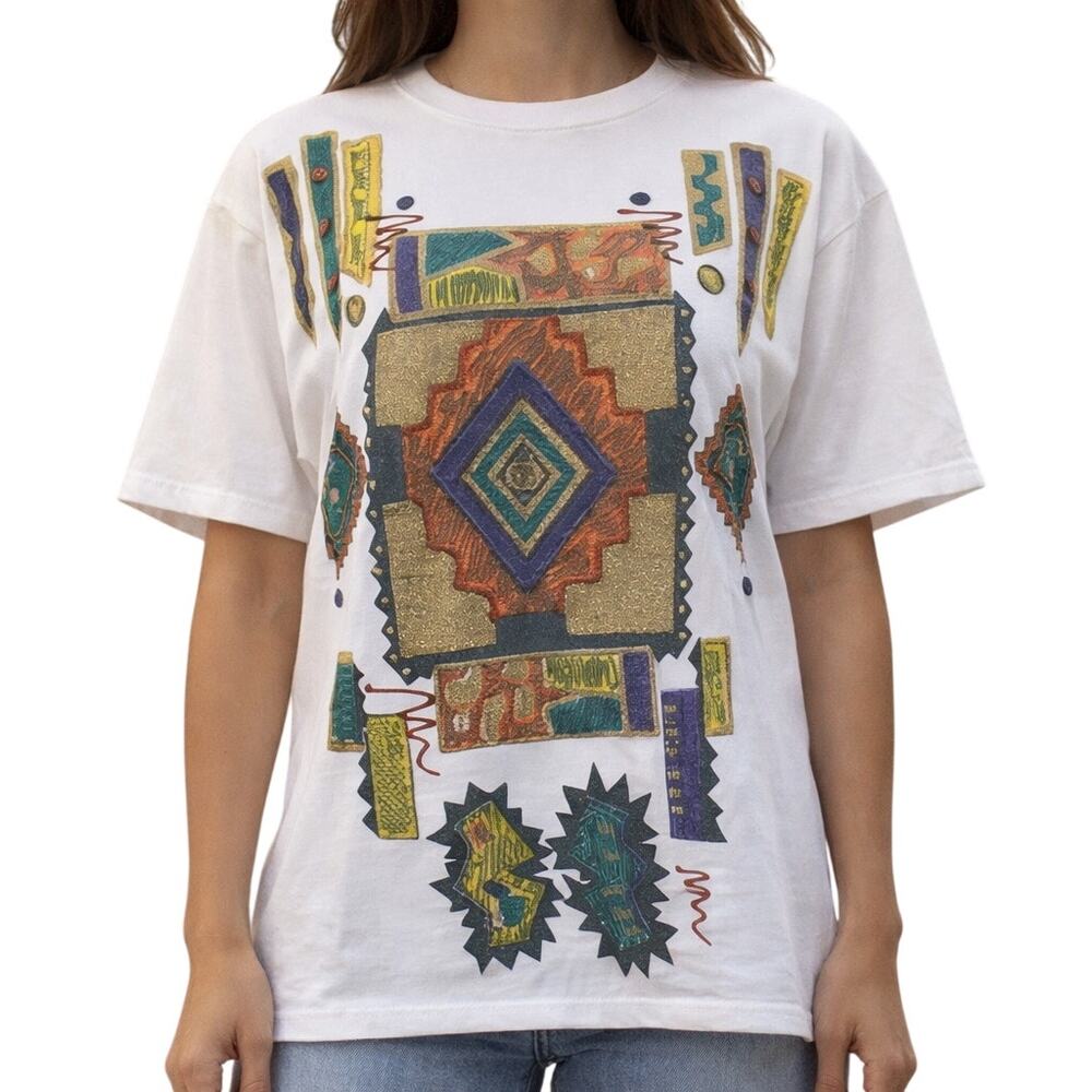 Vintage 80s Women's Medium T-Shirt with Shoulder Pads Westbourne USA Made